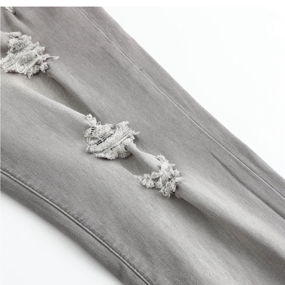 Size 6 Stretchy High Rise Skinny Women Jeans Ribbed Cropped Casual Denim Pants - Picture 6 of 17